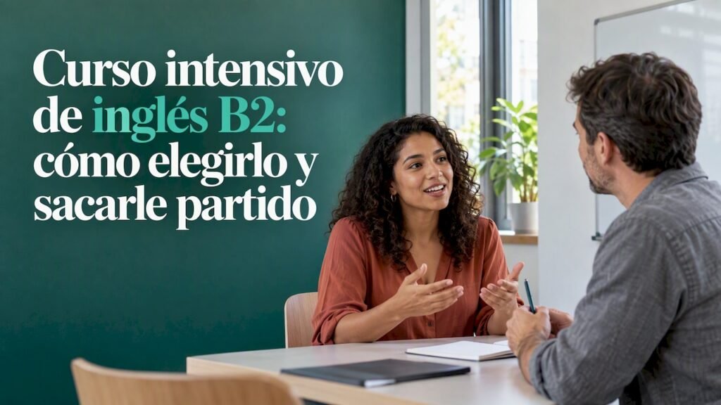 Estudiante practica conversación en una clase de inglés