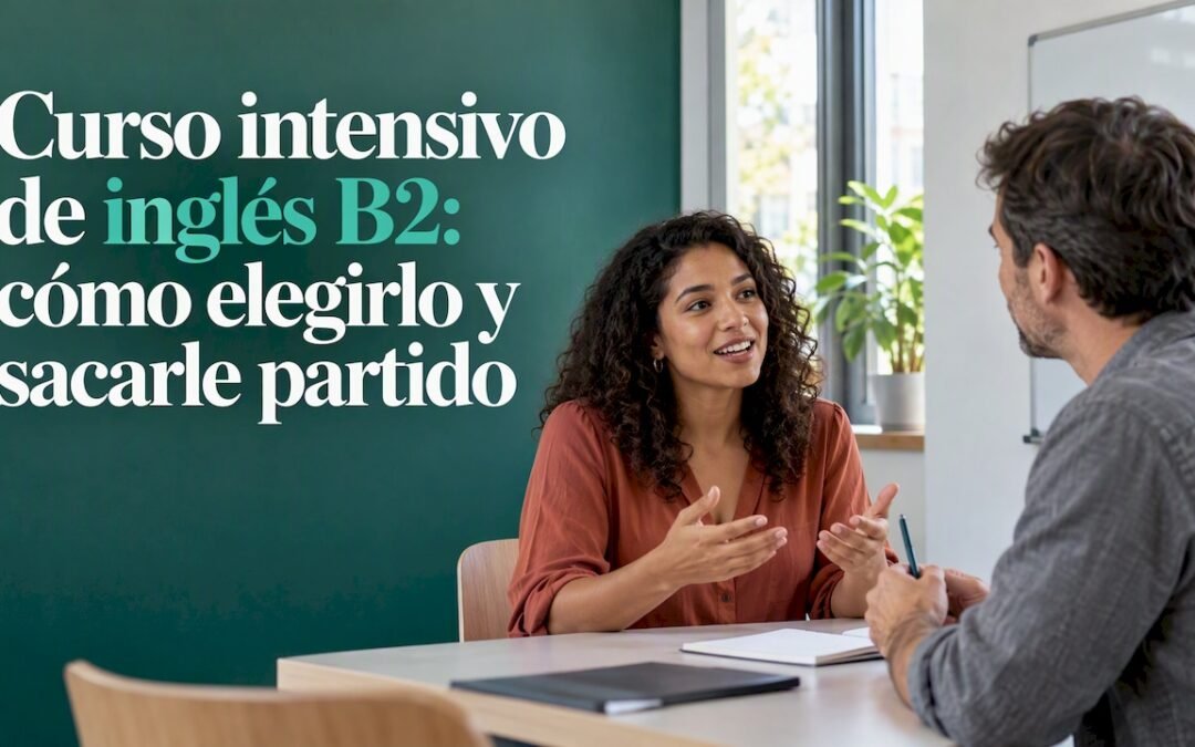 Estudiante practica conversación en una clase de inglés