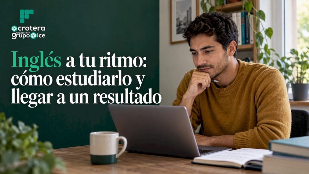 Alumno estudia inglés usando una plataforma online