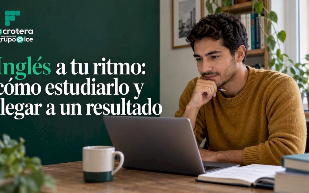 Alumno estudia inglés usando una plataforma online